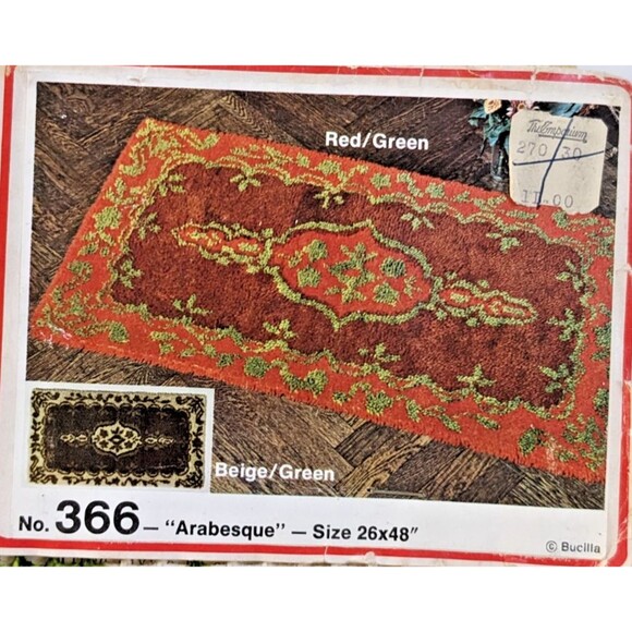 Vintage Bucilla Rug Canvas No.366 “Arabesque” 26x48" Hooking/Latch Hook Pattern - Picture 1 of 9